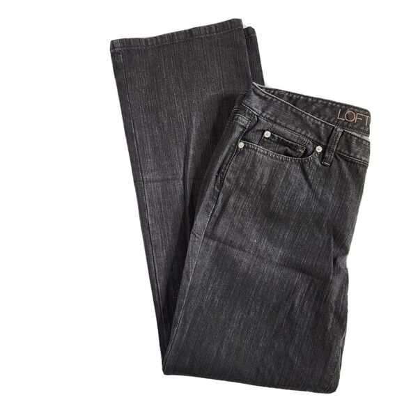 LOFT Womens Jeans Size 12 Mid Rise Original Bootcut Denim Charcoal Black Stretch - Picture 4 of 8